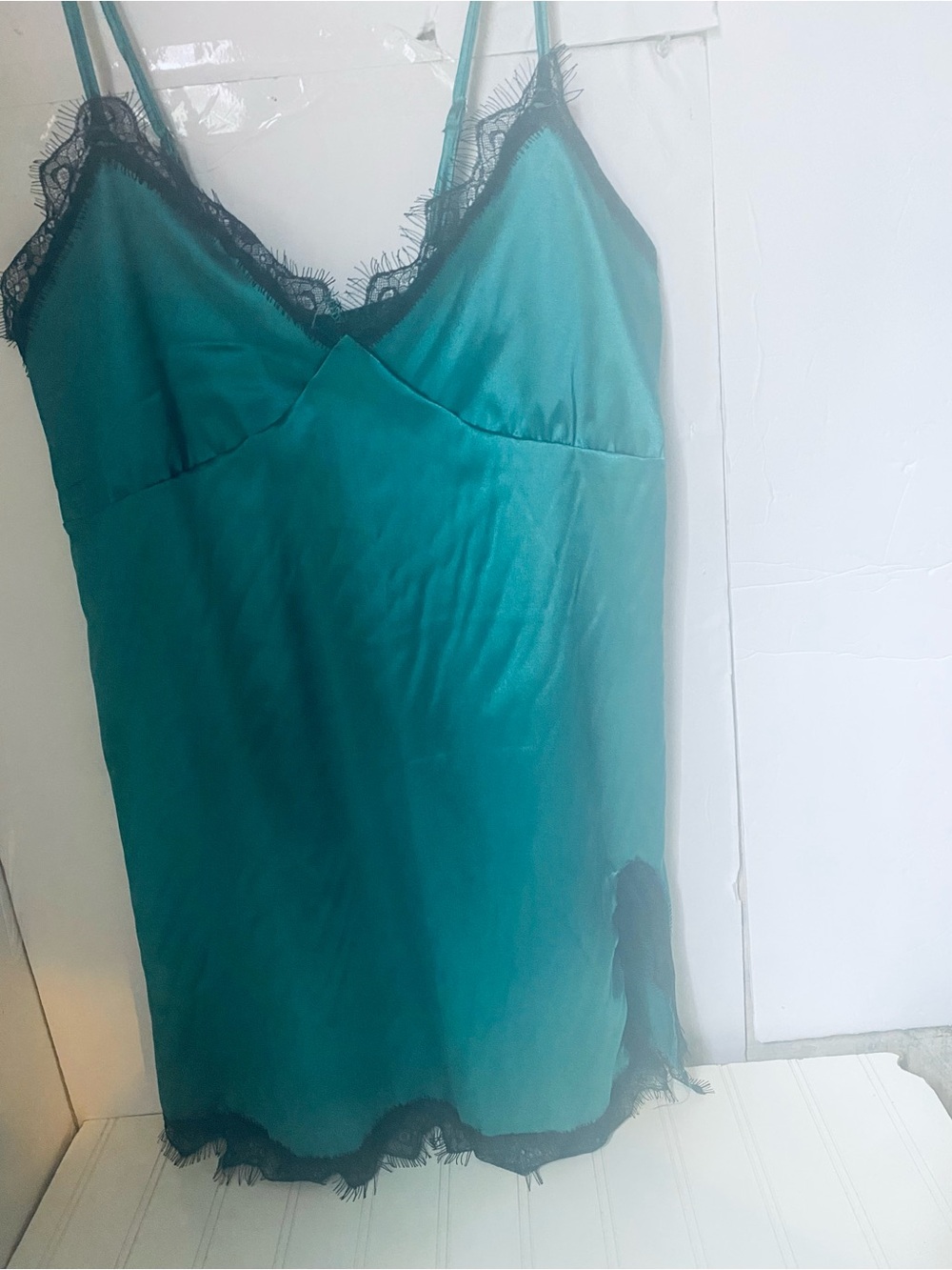 Slip Chemise with Lace Trim - Teal